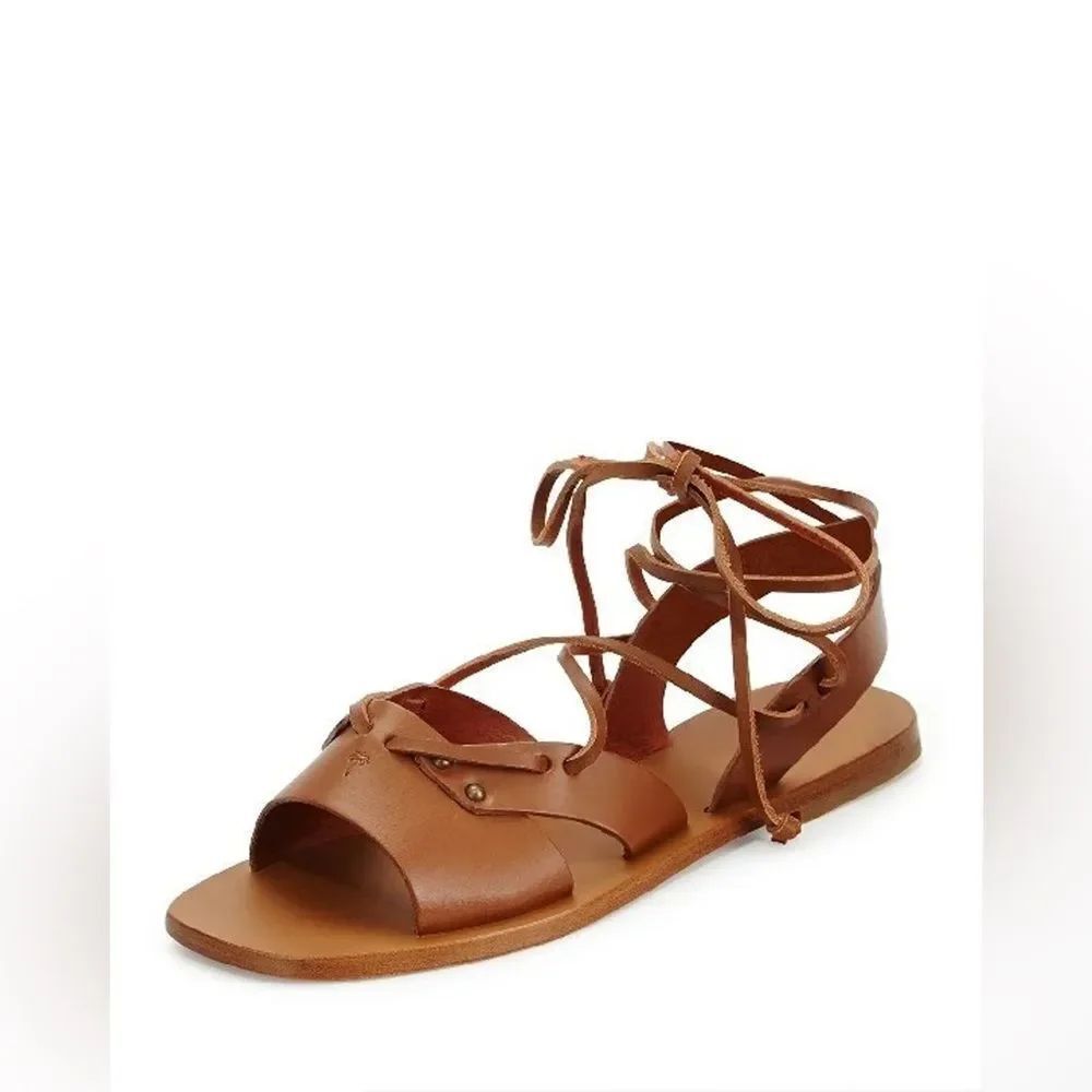 Urge Wrap XENA Gladiator Sandals Tan Leather Flat Ankle Tie Urban Outfitters